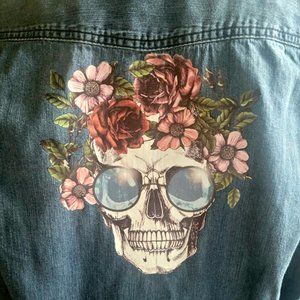 Upcycled Denin Skull Shirt